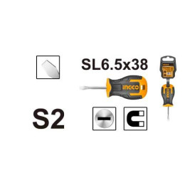 Отвертка плоская SL6.5 x 38 INGCO HS686038 INDUSTRIAL
