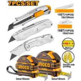 Набор рулеток и строительных ножей 7 шт INGCO HMK23039