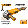 Угловая шлифовальная машина 1500 Вт 125 мм INGCO AG150028 INDUSTRIAL