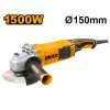 Угловая шлифовальная машина 150мм 1500Вт INGCO AG1500182
