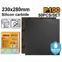 Бумага наждачная водостойкая P100 230x280мм, 50шт. INGCO AKHS010016 INDUSTRIAL