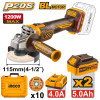 Аккумуляторная УШМ 20В, BL 115/125мм 2хАКБ 5Ач и ЗУ 4A SUPER INGCO CAGLI2211532 INDUSTRIAL