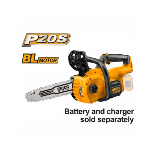 Бесщеточная аккумуляторная цепная пила 20В, без АКБ и ЗУ INGCO CGSLI20128 INDUSTRIAL