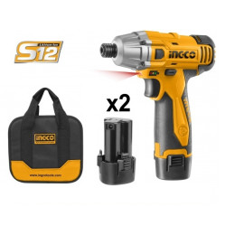 Импульсный ударный аккумуляторный шуруповерт 12В 100Нм INGCO CIDLI228121