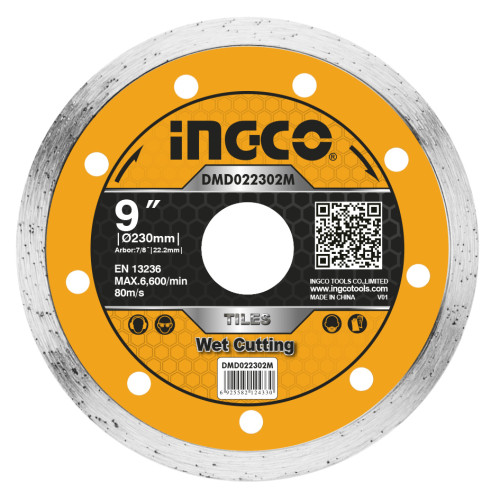 Диск алмазный сплошной по керамике 230х5х2,5х22мм INGCO DMD022302M