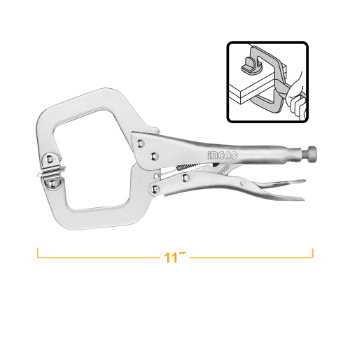 Зажимные клещи С-образные с фиксатором 280 мм. INGCO HCCLW0211
