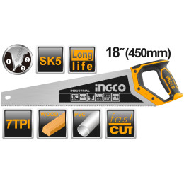 Ножовка по дереву 450 мм INGCO HHAS28450 INDUSTRIAL