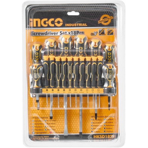 Haбop отвёрток 18 шт INGCO HKSD1828  INDUSTRIAL