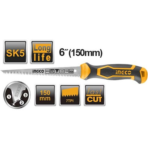 Ножовка по гипсокартону 150 мм INGCO HWBSW68 INDUSTRIAL