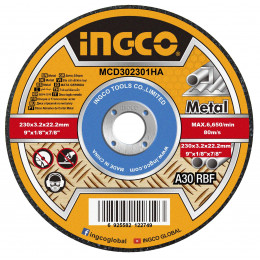 Круг отрезной 27 230х3.0х22 A 30 RBF Metal INGCO MCD302301HA