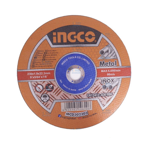 Круг отрезной 41 230х1.9х22 A 30 RBF Metal/Inox INGCO MCD302303