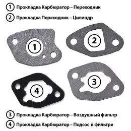 Комплект прокладок карбюратора VELLES для 4-тактных двигателя OHV 170F/GX210, 168F/GX200