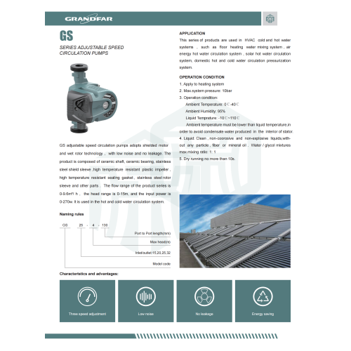 Циркуляционный насос GS15-6-130 GRANDFAR