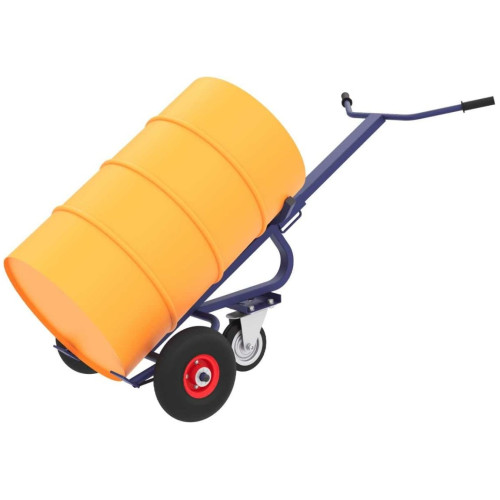 Тележка для перевозки металлических бочек КБ 1 колёса пневмо d250 + d160 опорное