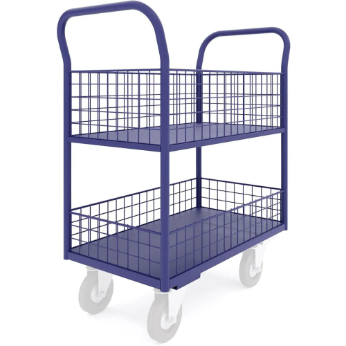 Тележка четырёхколёсная двухъярусная ТЯ ц/св с отогнутыми ручками, 1 полка, сетчатые борта
