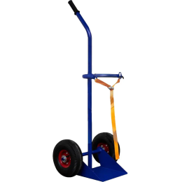 Тележка двухколесная с одной ручкой для перевозки одного баллона с фиксацией ремнем ГБР 1 (колёса d250 пневмо)