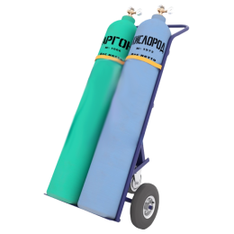 Тележка для перевозки двух баллонов с фиксацией ремнем ГБ -2 (колеса литые d250 + d160 опорное)
