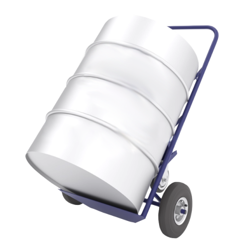 Тележка двухколесная для перевозки металлических бочек КБ 2 колёса литая резина d250 + d160 опорное