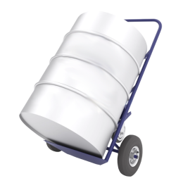 Тележка для перевозки металлических бочек с фиксацией ремнем КБ 2 колёса пневмо d250 + d160 опорное