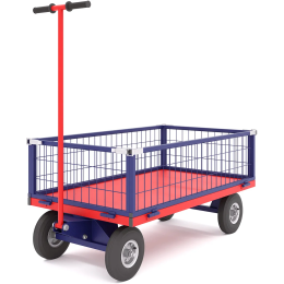 Тележка платформенная четырёхколёсная, усиленная, с поворотной осью ТПОБ 2 С (600х900х300) колёса большегрузные чугунный обод d 250 мм