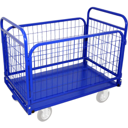 Тележка платформенная четырёхколёсная с сетчатыми бортами и складными ручками ТСРС 5 (700х1200)