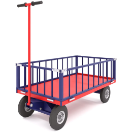 Тележка платформенная четырёхколёсная, усиленная, с поворотной осью ТПОБ 7 Т(800х1400х300) колёса пневматические d250мм